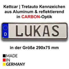 Kettcar- und Tretauto-Namensschild in Carbon-Optik – personalisierbar – Foto 3