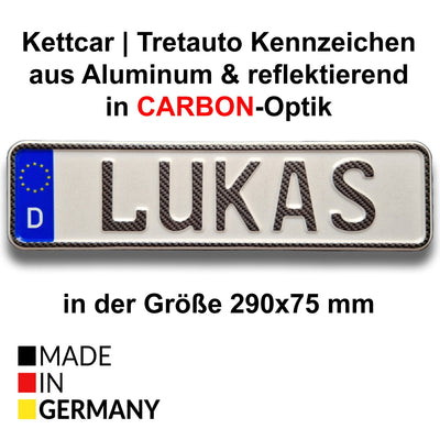 Kettcar- und Tretauto-Namensschild in Carbon-Optik – personalisierbar – Foto 3