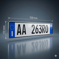 Maßangaben des italienischen Deko-Kennzeichens: 520 × 110 mm