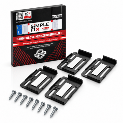 SimpleFix Deutschland Blackline – Set mit vier schwarzen Clips und acht Schrauben