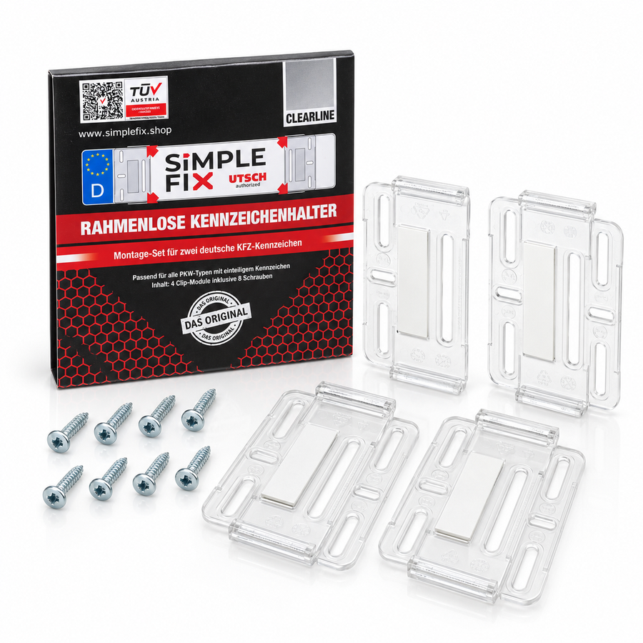 SimpleFix Deutschland Clearline – Set mit vier transparenten Clips und acht Schrauben