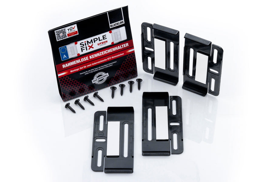 SimpleFix Blackline - Rahmenloser Kennzeichenhalter | TÜV für Kennzeichen in Österreich