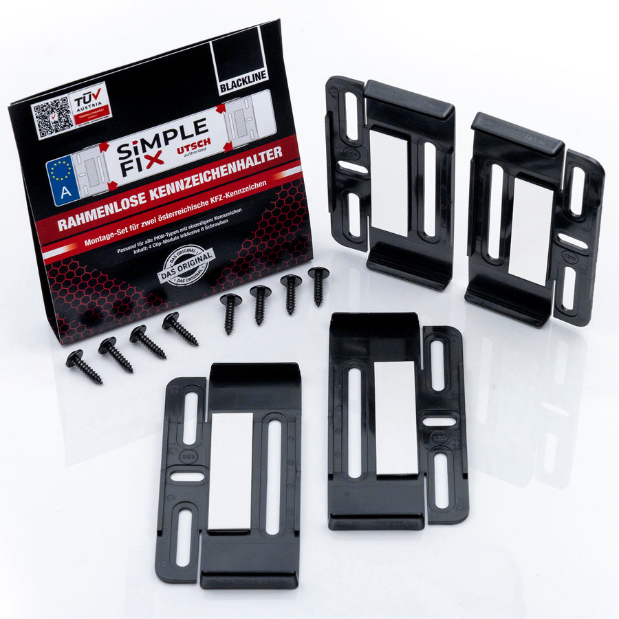 SimpleFix Blackline - Rahmenloser Kennzeichenhalter | TÜV für Kennzeichen in Österreich